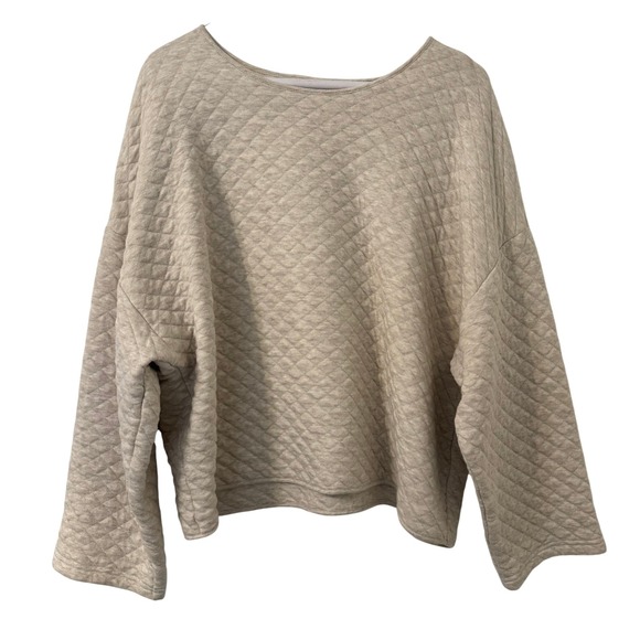 Banana Republic Tops - Banana Republic Womens XL Quilted Pullover Sweatshirt Oatmeal Beige Boat Neck